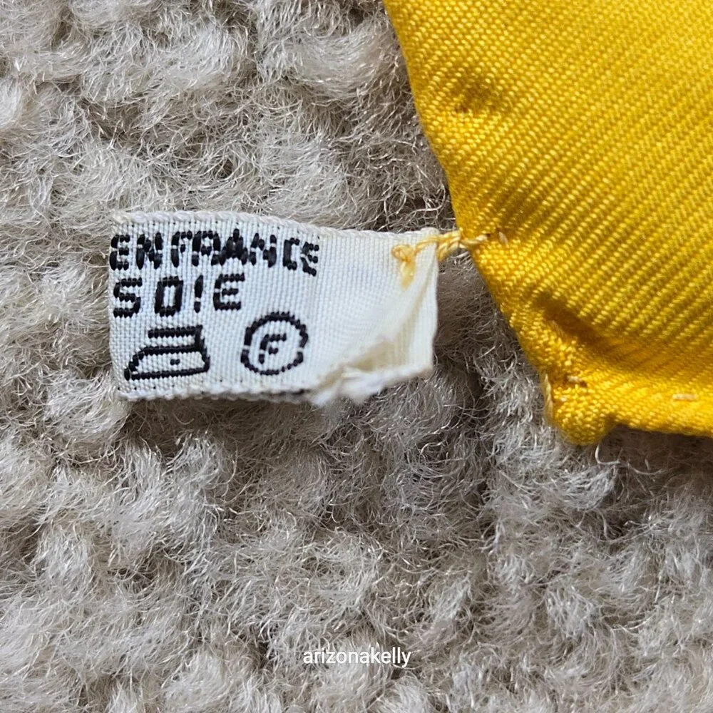 Hermès "Armada" Vintage Yellow Silk Scarf Hand Rolled Carre 90 Nautical Ships - Picture 13 of 16